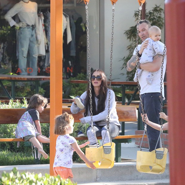 Megan Fox and Brian Austin Green take their kids to the park in Malibu