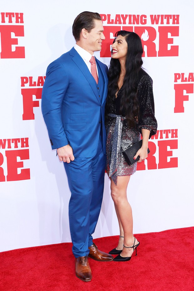 Mandatory Credit: Photo by Greg Allen/Invision/AP/Shutterstock (10457294ab) John Cena, Shay Shariatzadeh. John Cena, left, and Shay Shariatzadeh attend the premiere of Paramount Pictures' "Playing With Fire" at the AMC Lincoln Square on Saturday, Oct. 26, in New York NY Premiere of "Playing With Fire", New York, USA - 26 Oct 2019 