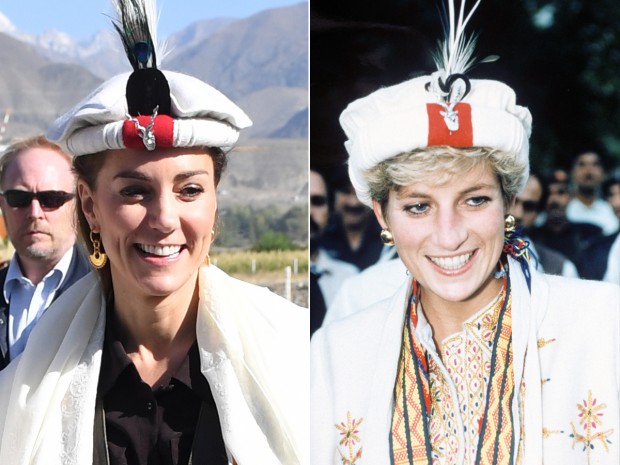 Prince William, Duke of Cambridge and Catherine, Duchess of Cambridge are welcomed as they arrive by helicopter on October 16, 2019 in Chitral, Pakistan. (Photo by Samir Hussein/WireImage) Mandatory Credit: Photo by Shutterstock (190485a) Princess Diana made an honorary Chitral scout Princess Diana on a royal tour of Pakistan - Sep 1991 